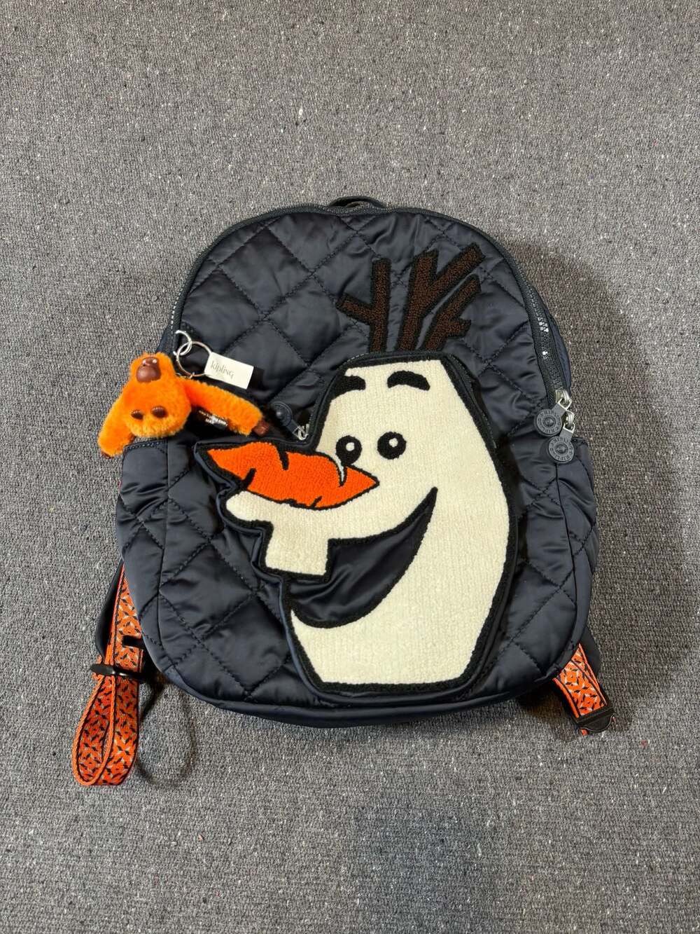 NWT KIPLING x Frozen 'Disney Olaf Quilted Blue Backpack 13 3/4"x10 1/2x4 1/2"
